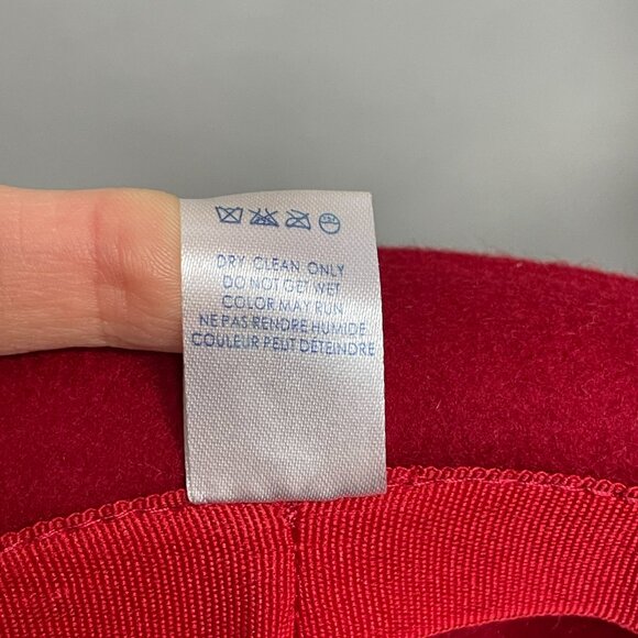 Pork Pie Hat Wool Felt Red Black Trim Medium Large Short Brim Women - Picture 6 of 13